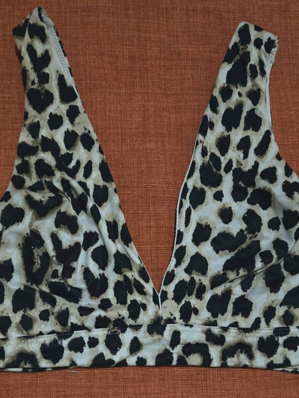 Medium Leopard Print V-Neck Crop Top - Brown/Black NWOT - Picture 7 of 10